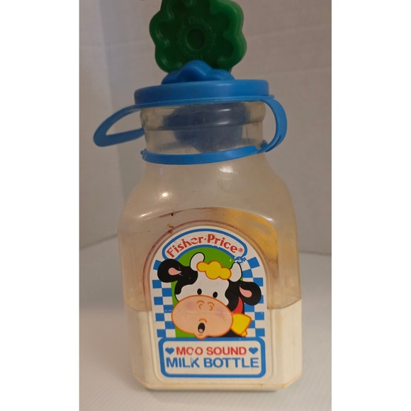 Vintage Fisher-Price Moo Sound Milk Bottle Toy w/ Shapes Preowned - Picture 10 of 11